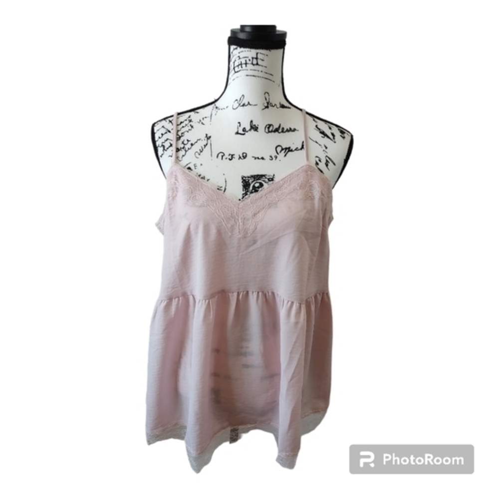 JODIFL Pink Lace Trim Cami Top